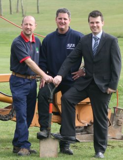 From left: Course Manager Ross Edmonds, Stuart Sanders Proprietor, SJS Irrigation and Abbey Hill General Manager Gordon Forster