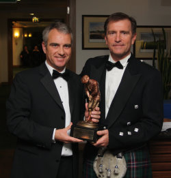 Duncan Weir (left) accepting the Harry S Colt Award from David Krause