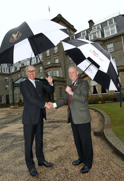 Gleneagles managing director Patrick Elsmie (left) and PGA chief executive Sandy Jones (right) courtesy of Andy Forman Photography