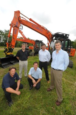 Mick Regan (left, kneeling) and Steve Briggs (centre, kneeling) with (l-r) Adrian Abbott, Nigel Wyatt and Jonathan Abbott