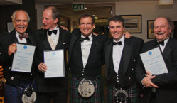 President, David Krause, (centre), celebrates ’s EIGCA 10th Anniversary with some of his predecessors, (l-r) Peter Harradine, Simon Gidman, Ken Moody and David Williams