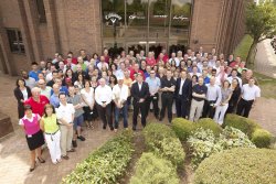 Graeme McDowell and The US Open Trophy with Callaway staff at their Chessington HQ
