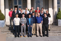 GolfBuddy delegates line up at the company’s European Sales Conference on the steps of Carton House, Ireland
