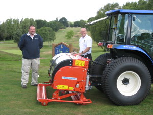 Jon Lewis (TH White, Redditch), left, with Course Manager at Harborne Golf Club, Jim Gilchrist