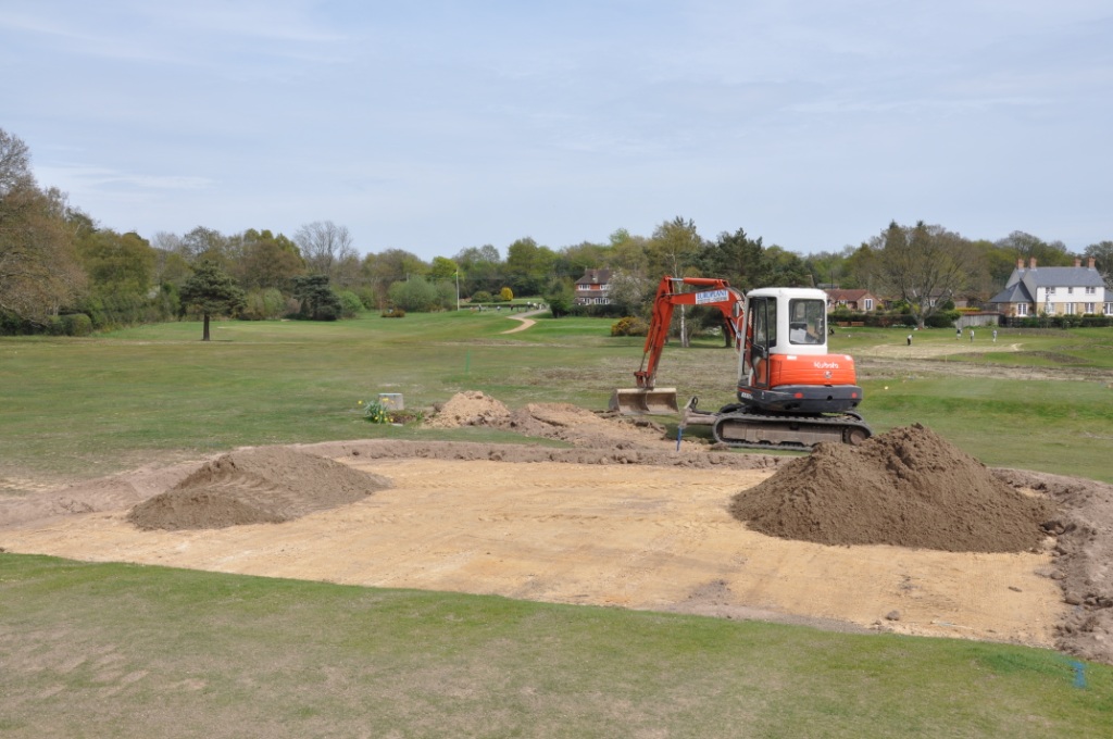 Speedcut at work on the new ladies tee at the 18th at Piltdown GC.