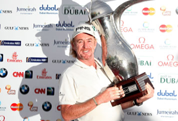 Miguel Angel Jimenez wins the 2010 Dubai Desert Classic with the Srixon Z-Star 3 piece golf ball.