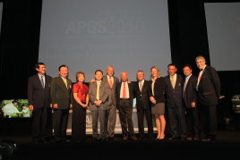  Hall of Fame and Lifetime Achievement Recipients at Asia Pacific Golf Summit 2010  Left to right : Mr. Weerasak Kowsurat (Chairman Tourism Authority of Thailand); Mr. S. Pornsit (President, Thailand Golf Course Association); Georgina Wong; Mr. Korn Thapparansi (Thailand Minister of Science and Technology); Greg Norman; Mr. Lu Liang Huang (Taiwan's Hall Of Fame Star); Gary Player; Annika Sorenstam; Boonchu Ruangkit (Thailand's Hall Of Fame Star); Kyi Hla Han (Chairman, Asian Tour); Spencer Robinson. 