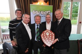 Winning team CTV Outdoor Broadcast with their pro, Ross McFarlane (2nd left) and Foundation Chairman Charles Harrison
