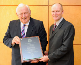 Dave Thomas with PGA board member John Heggarty (Clint Hughes at Getty Images)
