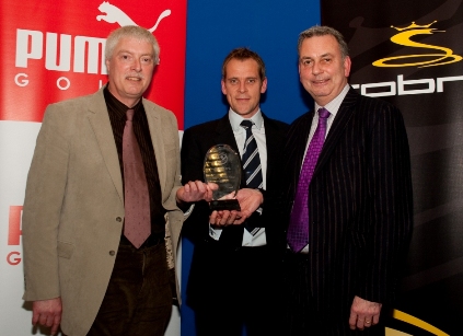 (l-r) Nev James, Junior Organiser Bramshaw Golf Club; Ian Barrett, EMEA Marketing Manager for COBRA-PUMA GOLF; Ian Baker, General Manager Bramshaw Golf Club