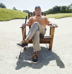 ECCO player Fred Couples in street deck chair