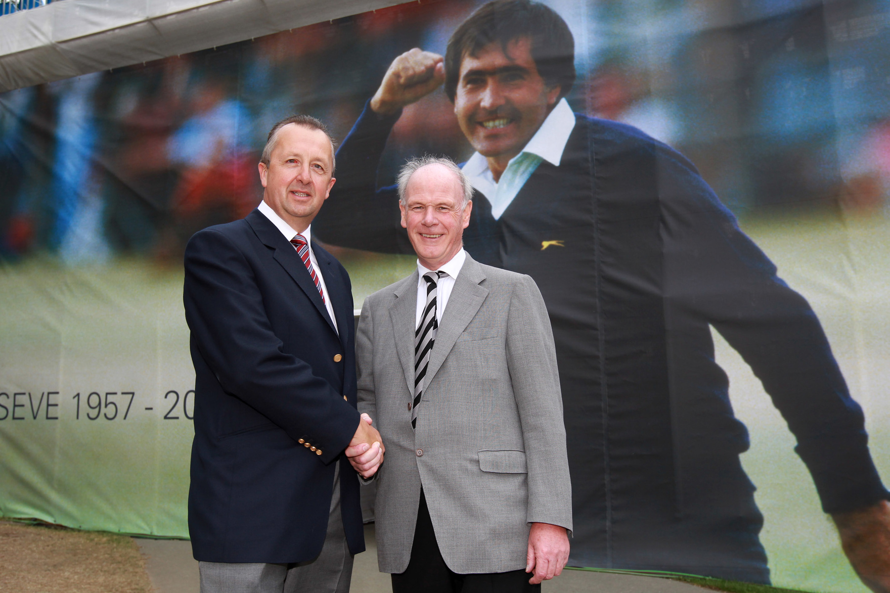 Graham Reeve, Danwood managing director for business development and strategy (left) with PGA chief executive Sandy Jones (courtesy of Andy Redington at Getty Images)