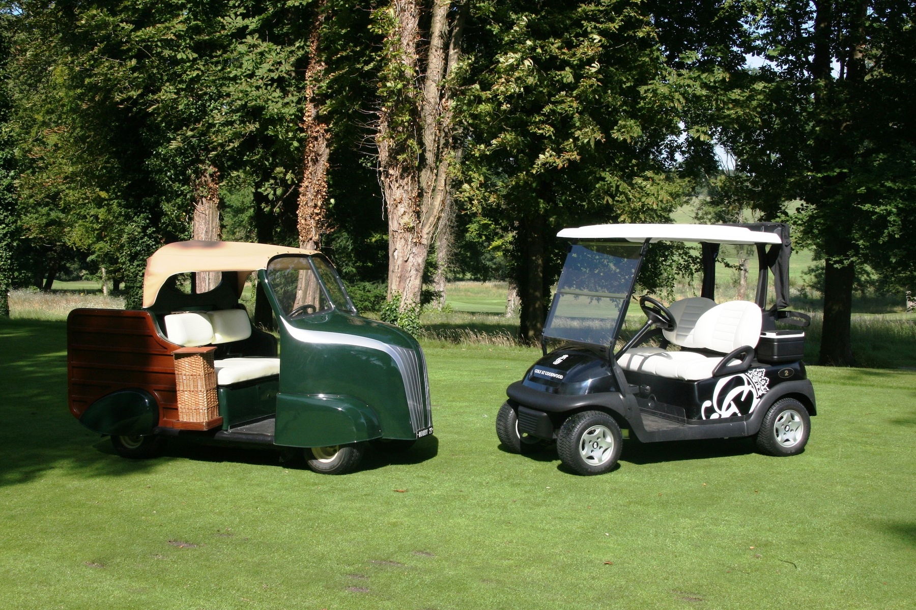 Club Car and Woody at Golf at Goodwood