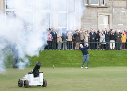 Alistair Low drives in with simultaneous cannon fire