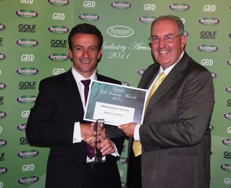 GBD was Golf Industry Media Partner for the Foremost Awards. Here, Foremost Professional of the Year Maurice Campbell (left) receives his award from Foremost CEO Paul Hedges