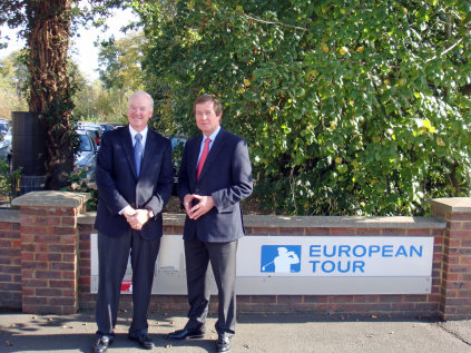(from left) Marc Dufour of Club Car with George O’Grady, Chief Executive of The European Tour