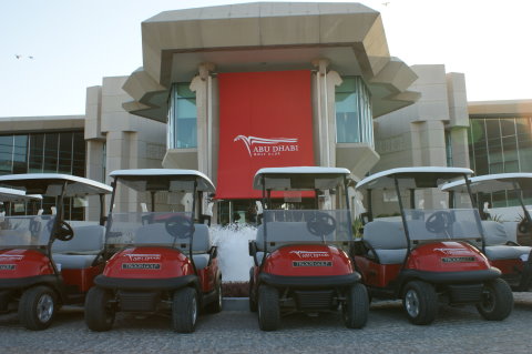 Abu DhabiGolf Club’s new fleet of Club Car i2L Precedent vehicles, all fitted with the groundbreaking Visage GPS mobile golf information system