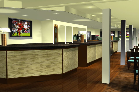 An artist’s impression of the new bar and restaurant area at Hoebridge Golf Centre.