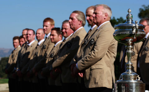2011 PGA Cup GB&I team and captain Russell Weir (foreground) - courtesy of Scott Halleran at Getty Images
