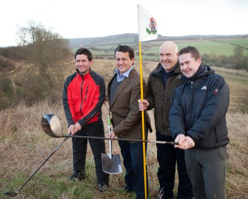 Left to Right: Jonny Mould, Golf Sales and Operations Manager Ramside Hall Golf Club, John Adamson, director Ramside Estates Ltd, Roger Shaw, golf course manager andJonathan Gaunt, senior golf course architect Gaunt Golf Design pictured at Hilltop Farm Carville, marking out the site of a new 18-hole championship golf course.