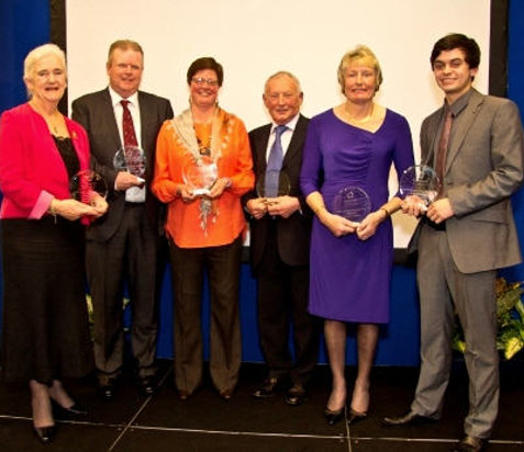 (l- r) Jenny Clink, Guy Carr, Sally Benn, Ted Leather, Carol Delf and Patrick Denning