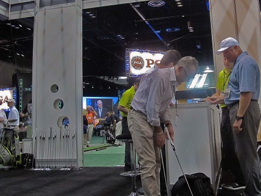 Andres Breitenmoser tries out the goods at the STX booth in Orlando