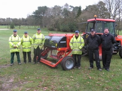 Left to Right: Mark Brazier, Rob Tomlin (1st assistant),  Ian Holden, Graham Foster (Deputy Course Manager) & Kevin Fellows (Course Manager), and sales representative  Jon Lewis,  from dealer T H White, Redditch