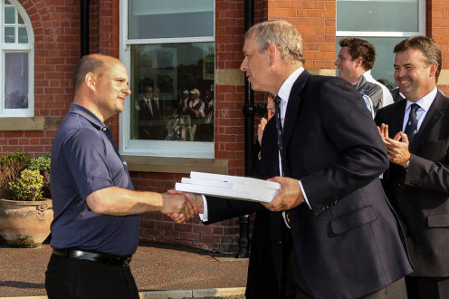 Jamie Abbott of intelligent golf with HRH Prince Andrew