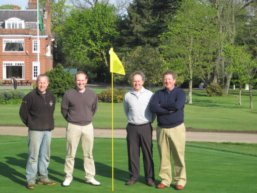 From left: Graham Careford (Course Manager), Greg Evans (Project Manager), Ricky Willison (Designer) and Lee Fickling (Director of Golf) standing on the newly opened 18th green.