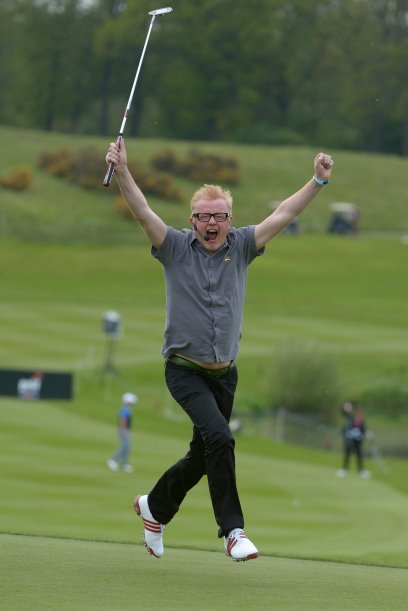 Chris Evans celebrates the new record