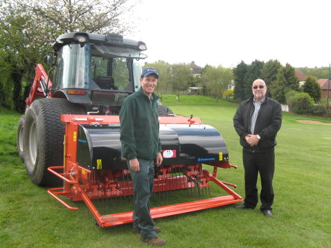 Lee Sayers, Course Manager, at Mid Kent GC, Gravesend (left) with Vic Maynard, Sales Manager at Wiedenmann UK dealer, Ernest Doe, Dartford.