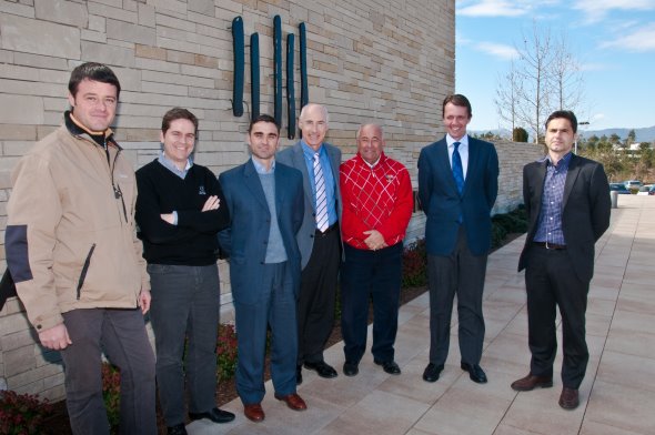 (from left to right): PGA Catalunya Resort’s David Bataller, Head Greenkeeper, Miguel Girbes, Golf Director, and Julio Delgado, Chief Executive, with Mike Stewart, Qualifying School Director, Angel Gallardo, Vice Chairman of the Tour’s Board of Directors and co-designer of PGA Catalunya Resort’s Stadium course, David MacLaren, Director of Property and Venue Development at PGA European Tour, and David Plana, PGA Catalunya Resort’s Corporate Director and CFO