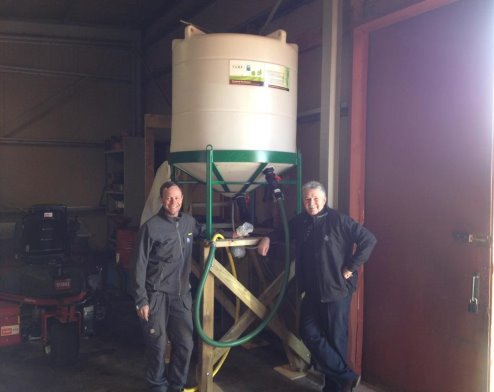 - Ian Macmillan installing a compost tea system at Tomellila Golf Club with Kristian Hagglund, Banchef