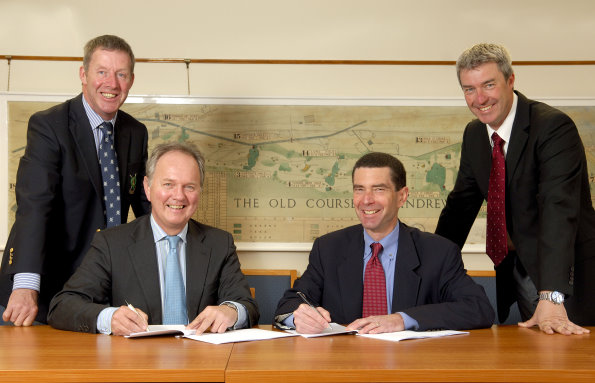 From l-r St Andrews Links Trust’s director of greenkeeping Gordon Moir and chief executive Euan Loudon, with The Toro Company’s vice-president Bill Brown and corporate accounts manager Andrew Brown