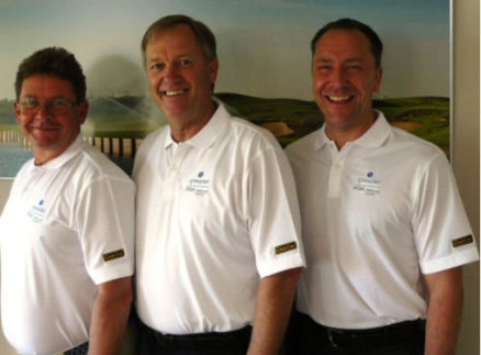 (l – r) – Club President, Alexander Yarunin; Director of Golf, David Hartshorne; Golf Operations Manager David Ritchie all wearing Glenmuir Shirts sponsored by ClubCar.