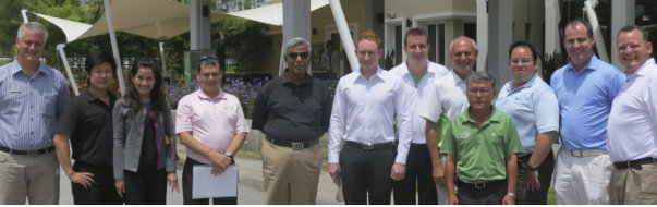 Some of the general managers of the golf clubs that make up Golf In A Kingdom outside the Banyan Golf Resort's club-house building