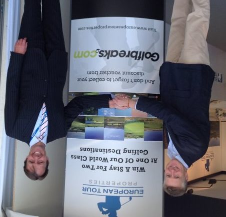 Andrew Stanley (left), Chief Executive of Golfbreaks.com launching the new agreement with David MacLaren, The European Tour’s Director of Property and Venue Development