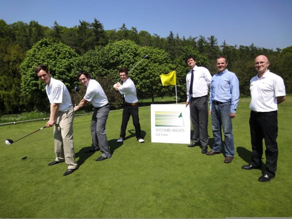 l-r: Steve Dutton, Ben Worren, Tom Bennett, Russell Stebbings (Wycombe Heights General Manager), Andrew Rankin (Bucks New University Senior Lecturer) and Chris Reeve (Wycombe Heights Head PGA Professional)