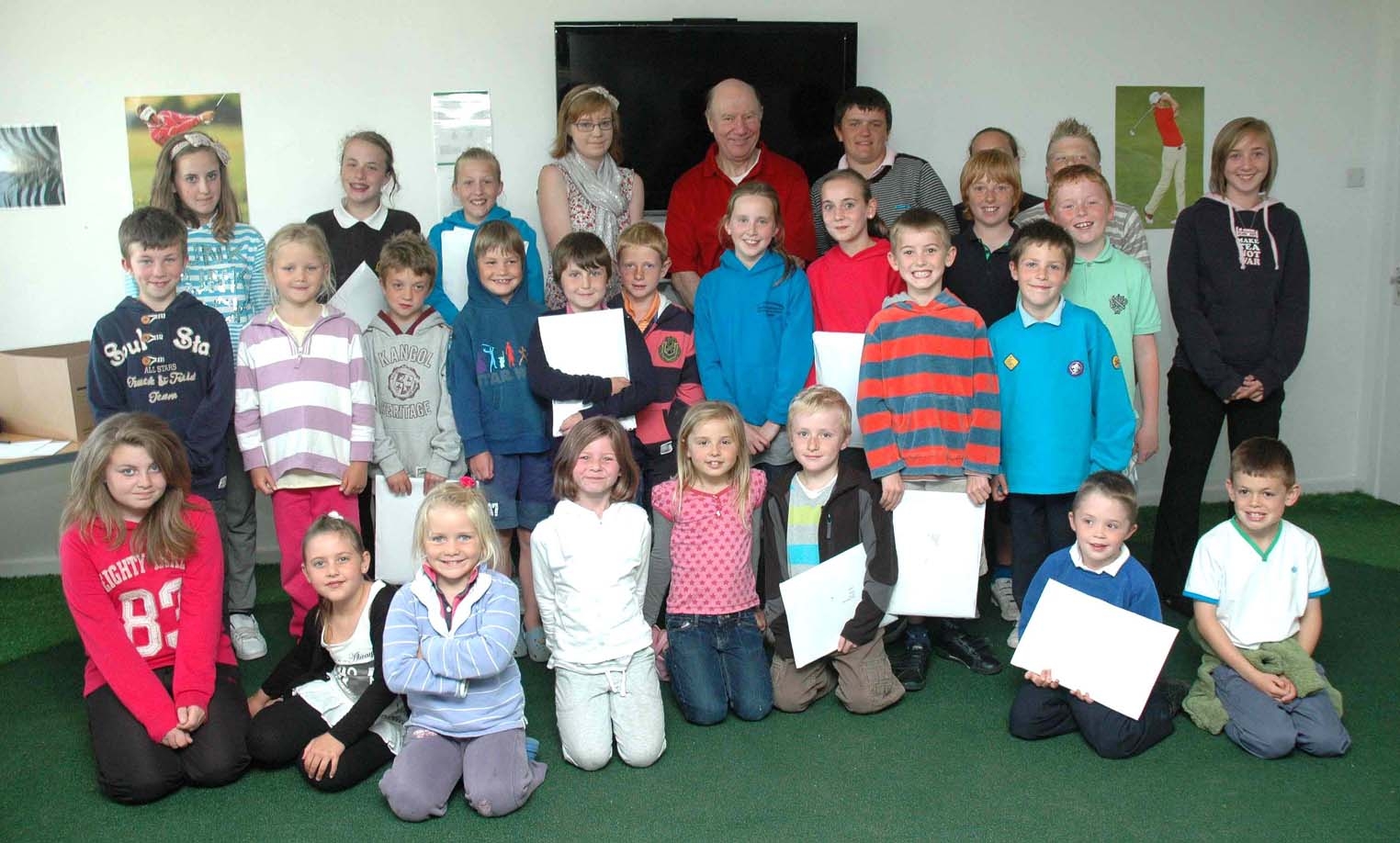 Golf Union of Wales chairman John Jermine with the Aberdovey Juniors