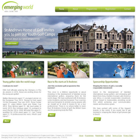 website of Emerging World Youth Golf Tour