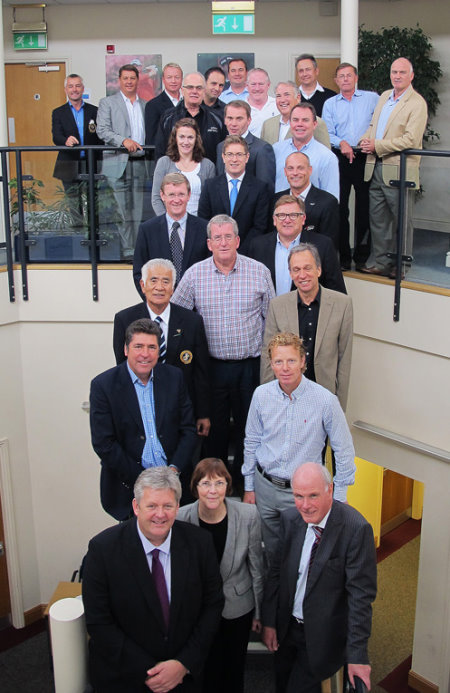 Representatives from the PGA World Alliance assembled at PGA headquarters. Sandy Jones, PGA chief executive is pictured front row, right
