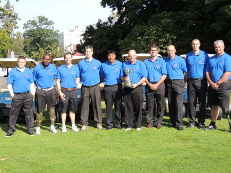 The winning Battle Back team celebrate after winning the Capt Pietsch Trophy at Burhill Golf Club