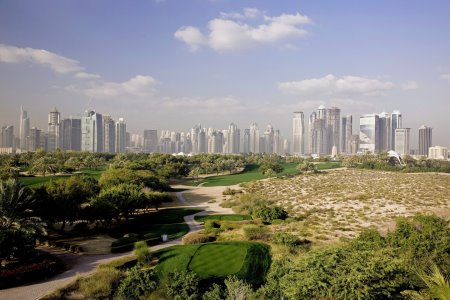 The par 4, 8th hole on the Majilis Course at the Emirates Golf Club