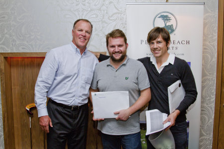 l-r: Tim Ryan (Head of Sales at Pebble Beach)  Liam (London's Best Golfer) and James Day (Founder of Urban Golf)