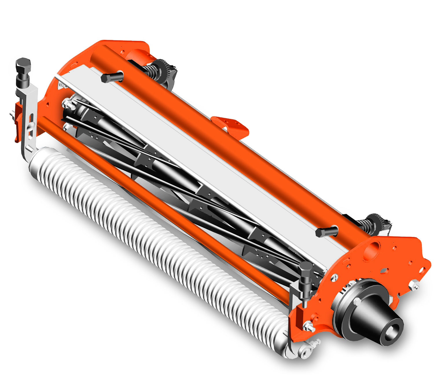 The new TrueSet cutting unit features bottom blade to cylinder adjustment, easily accessible from the front and top of the cutting unit