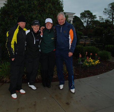(left to right) Owe Larsson, Maria Lindblom, and Monica Berlin, of Grödinge Golf Club, Södertälje, Sweden, and Bill Soderberg, John Deere Golf distributor.