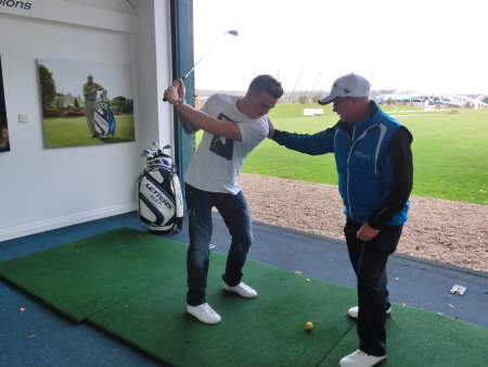 Neil working with Huddersfield Town footballer Danny Ward