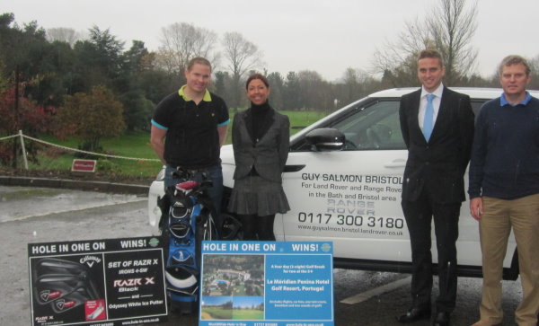 Prize Team: (left to right), Andy Cooper from Bristol, lucky winner of Golf Break to Portugal; Karen Jennings Manager of Golf, Worldwide Hole ‘N One; Chris Dennis Marketing Manager Guy Salmon Bristol; Andy Williams lucky winner of a set of Callaway RAZR X irons
