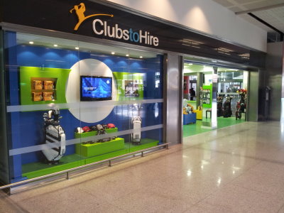 The ClubstoHire.com shop at Malaga airport
