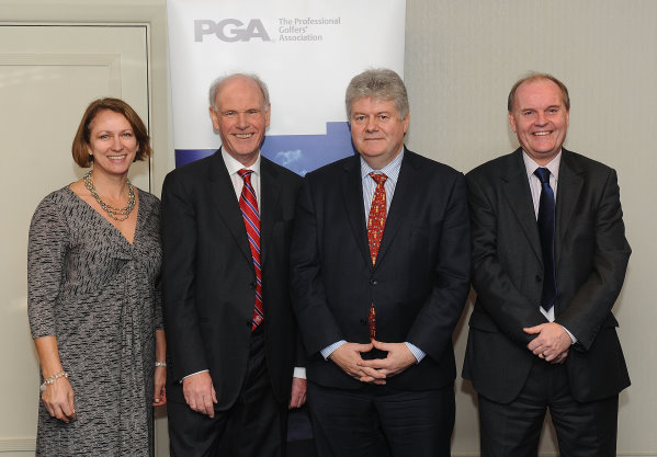 (left to right): Inga Beale (Canopius CEO),SandyJones (PGA chief executive), Douglas Young (Golfplan managing director) and Roger Harvey (Golfplan CEO) (photo courtesy of Tom Dulat at Getty Images)